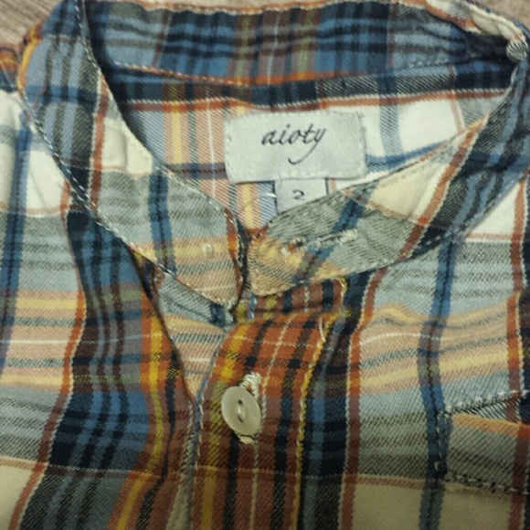 *SALE* AIOTY plaid cotton shirt sz 2 - Picture 2 of 3